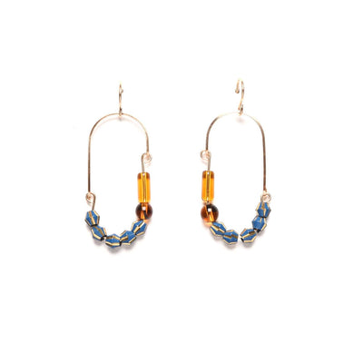 Balance Earrings- Vintage Blue and Amber Glass