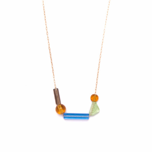 Balance Necklace- Sapphire, Smoke, Topaz, and Peridot Glass