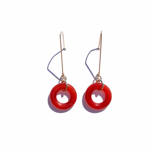Carnelian Glass Loop Earrings