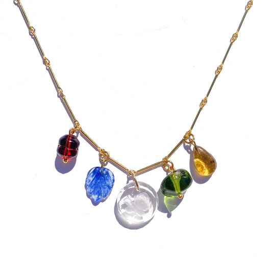 Charm Necklace with Vintage Glass