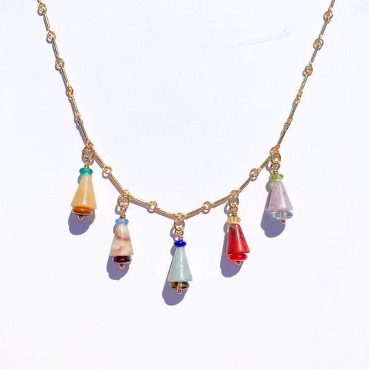 Charm Necklace with Cone Charms