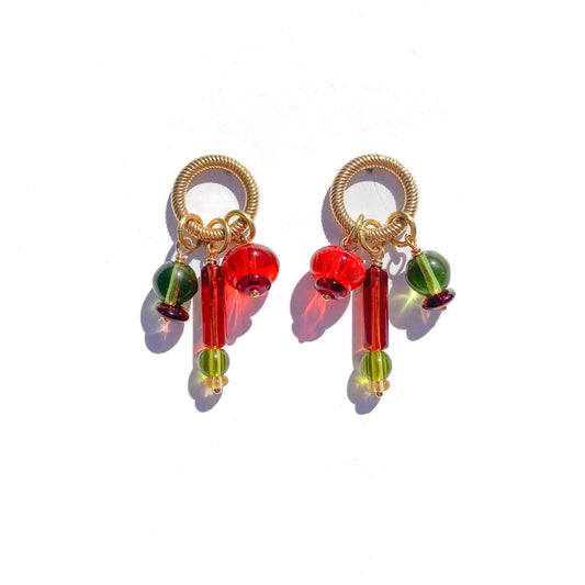 Cluster Charm Earrings in Hyacinth and Olive