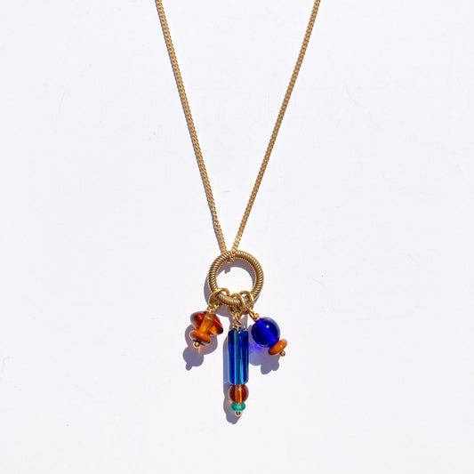 Cluster Charm Necklace in Teal, Cobalt, and Topaz