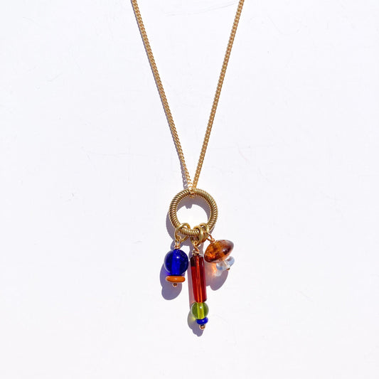 Cluster Charm Necklace in Mocha, Cobalt, and Topaz