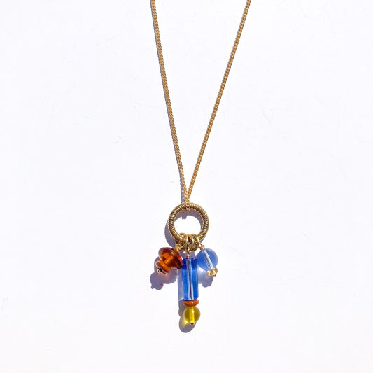 Cluster Charm Necklace in Light Blue and Topaz