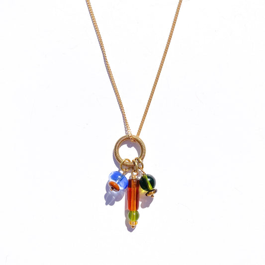 Cluster Charm Necklace in Topaz, Olive, and Light Blue