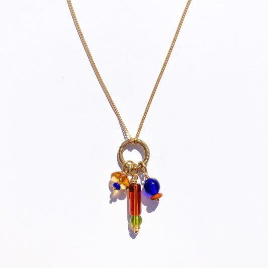 Cluster Charm Necklace in Topaz and Cobalt