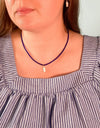 Mother of Pearl Fish Charm Beaded Necklace in Cobalt