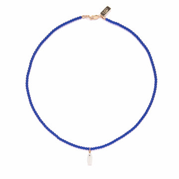 Mother of Pearl Fish Charm Beaded Necklace in Cobalt
