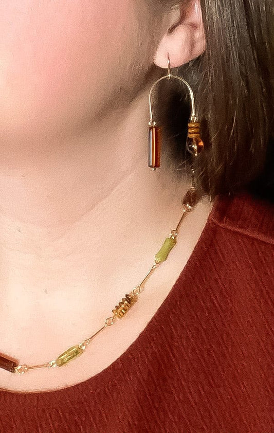 Composition Swing Earrings in Mocha