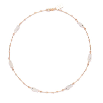 Gold Fill Mother of Pearl Fish Minimal Charm Necklace