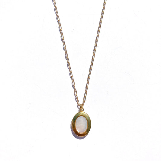 Mother of Pearl Oval Locket Necklace