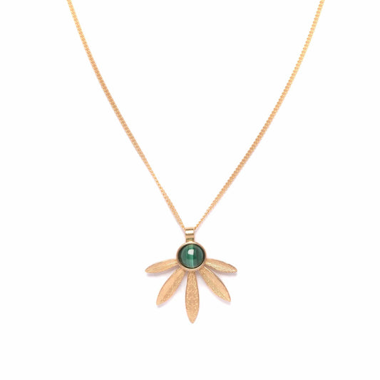 Laurel Pendant Necklace in Malachite