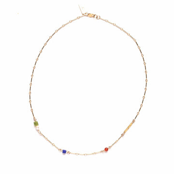 Minimal Charm Necklace- Jade, Pearl, Carnelian, and Vintage Glass