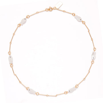 Gold Plated Mother of Pearl Fish Minimal Charm Necklace