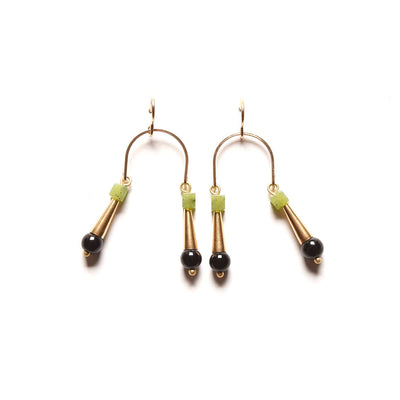 Onyx + Jade Conical Swing Earrings