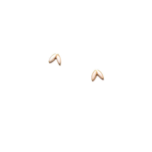 Tiny Laurel Studs in Pearl