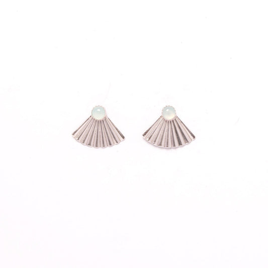 Silver Peruvian Chalcedony Mini Pleat Jacket Earrings