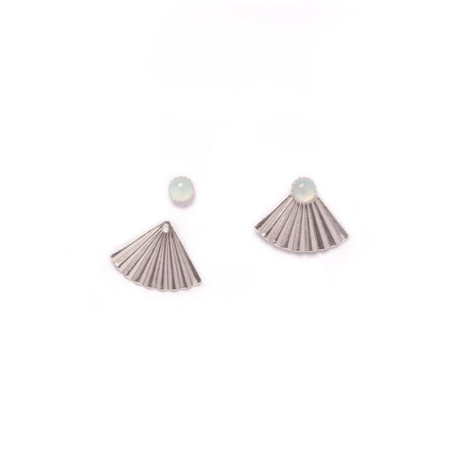 Silver Peruvian Chalcedony Mini Pleat Jacket Earrings