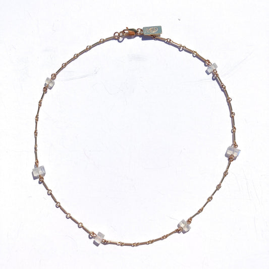 Rainbow Moonstone Minimal Charm Necklace