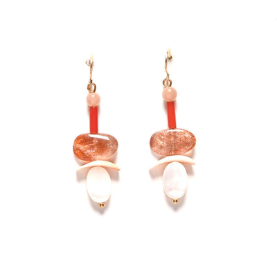 Vitamin Earrings- Coral, Sunstone, Mother of Pearl