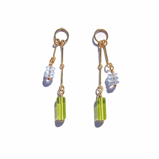 Swing Earrings in Light Blue and Olive