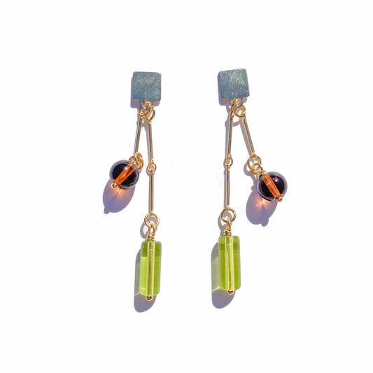 Swing Earrings in Olive and Mocha