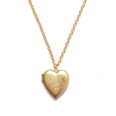 Vintage Textured Heart Locket Necklace