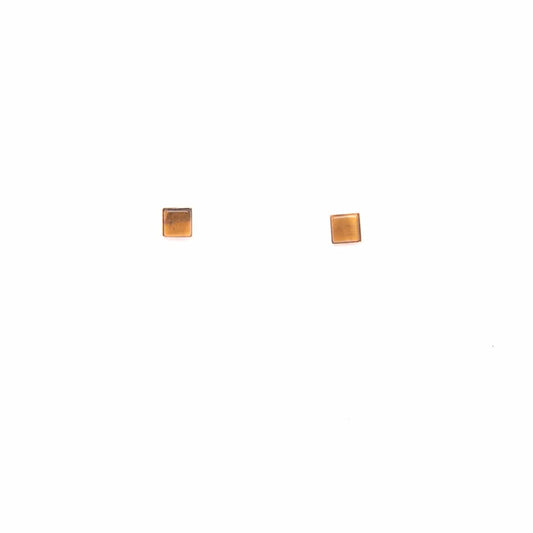Tiny Square Studs in Tiger's Eye