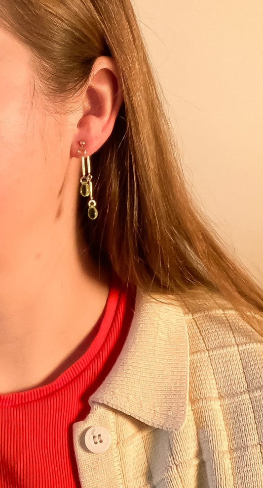 Topaz Glass Double Drop Earrings