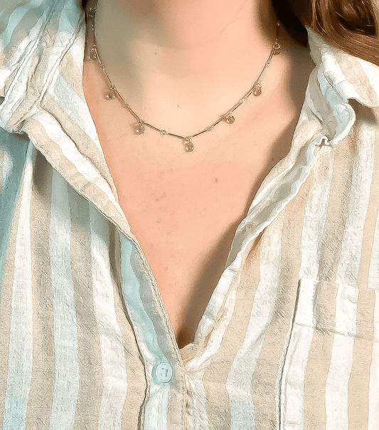 Teardrop Fringe Necklace in Topaz Glass