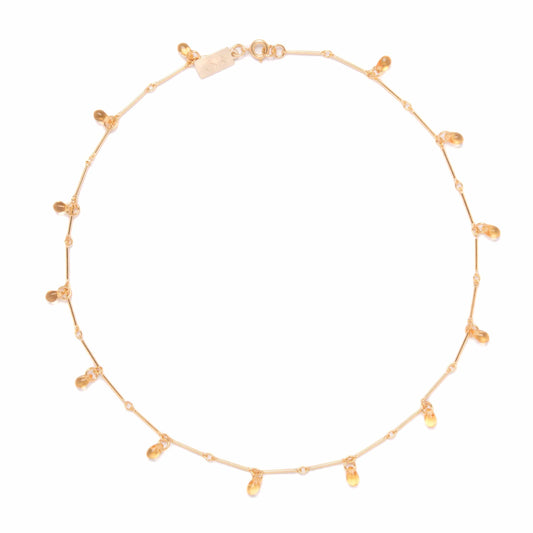 Teardrop Fringe Necklace in Topaz Glass