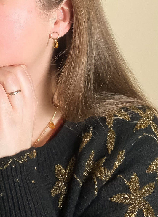 Topaz Glass Teardrop Studs