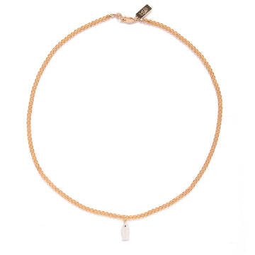 Mother of Pearl Fish Charm Beaded Necklace in Topaz