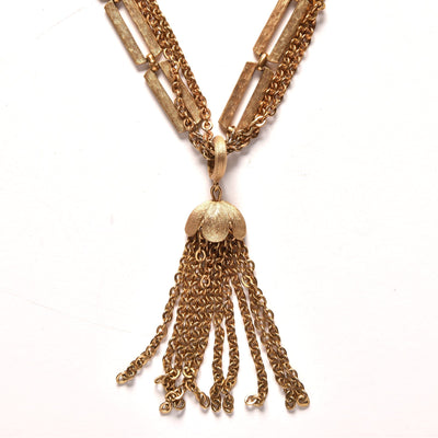 Vintage Scalloped Tassel Necklace