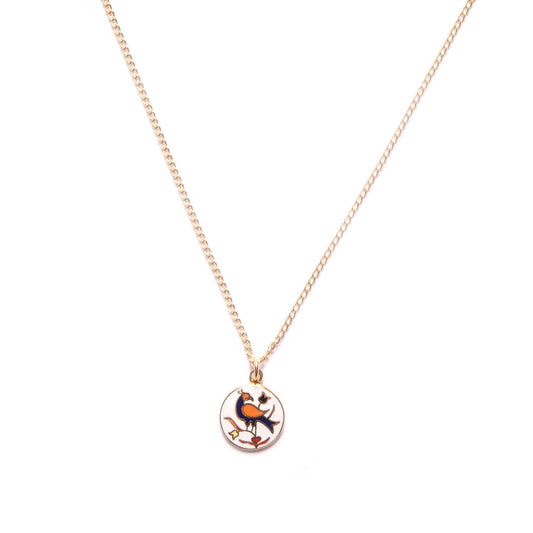 Gold Vintage Hex Charm Necklace- Single Distelfink