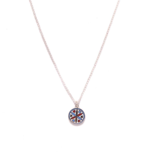 Silver Vintage Hex Charm Necklace- Love & Romance in White