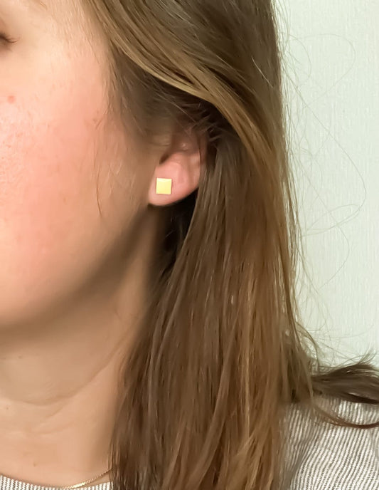 Vintage Enamel Ivory Square Studs