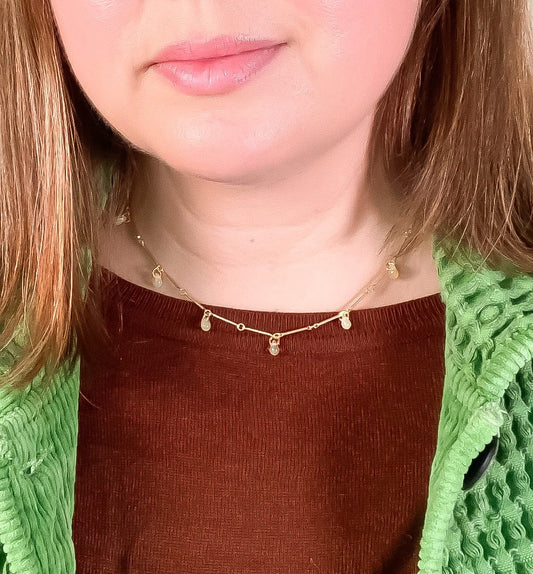 Teardrop Fringe Necklace in Yellow Opal