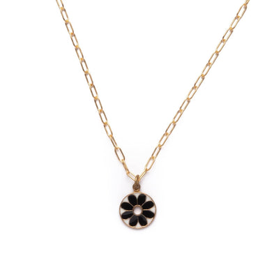 Flower Power Charm Necklace in Black & White