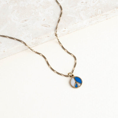 Peace Charm Necklace in Blue and White