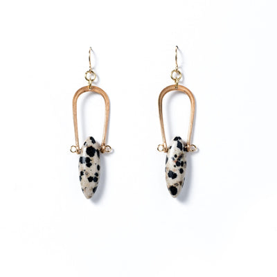 Dalmatian Jasper Marquise Dangle Earrings- Michelle Starbuck Designs