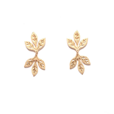 Double Engraved Leaf Earrings