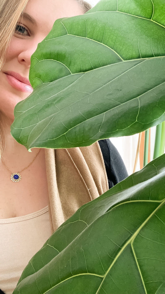 Checkered Circle Necklace in Lapis