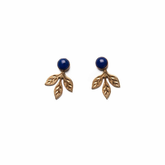 Engraved Leaf Jackets with Lapis Studs