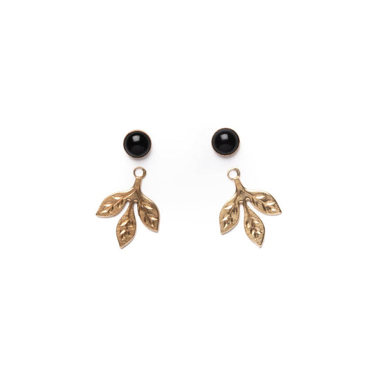 Engraved Leaf Jackets with Onyx Studs