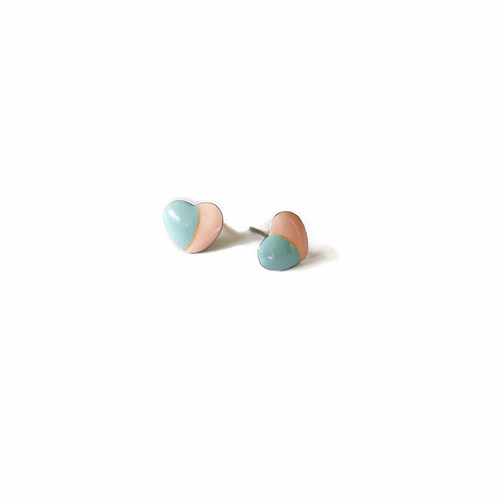Vintage Enamel Pastel Heart Studs - Michelle Starbuck Designs
