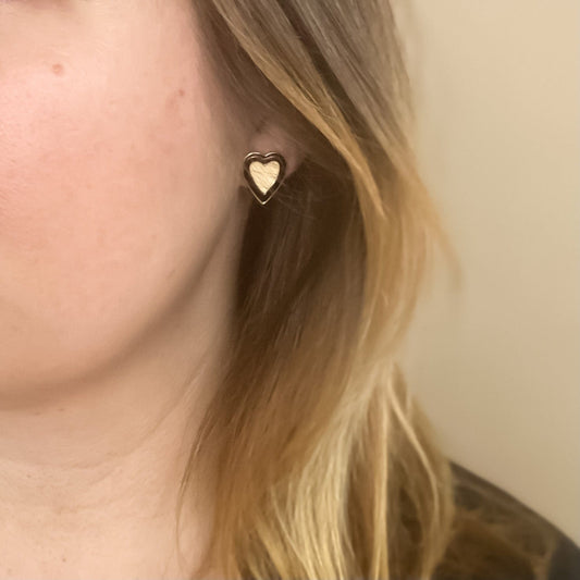 Colorblock Heart Studs- Pink + Red