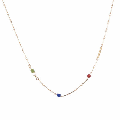Minimal Charm Necklace- Jade, Pearl, Carnelian, and Vintage Glass