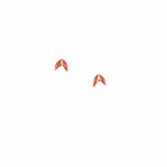 Tiny Laurel Studs in Vermillion
